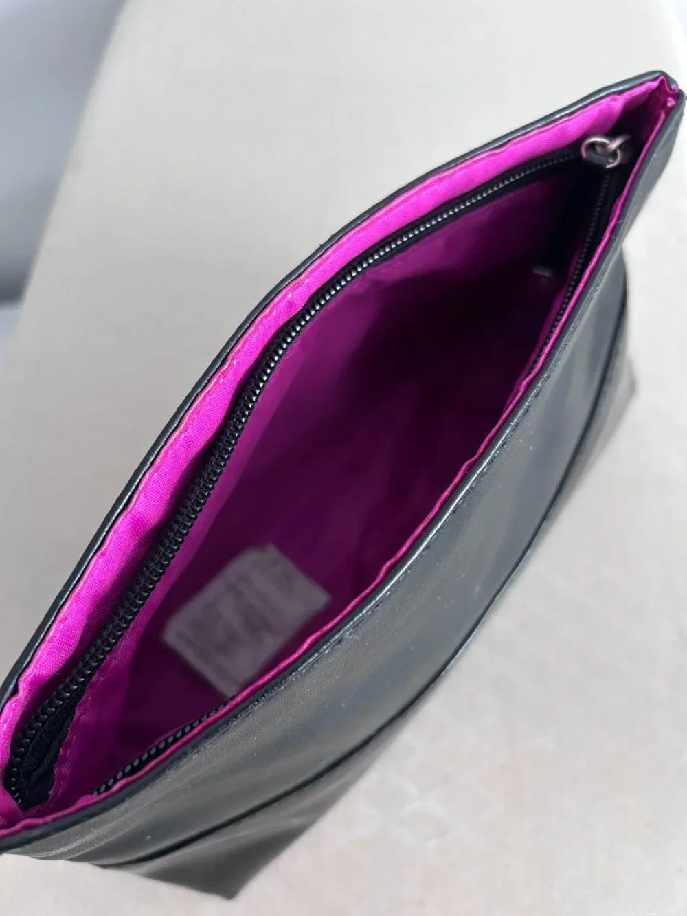 Calvin Klein Black Faux Leather Cosmetic/Make-Up Bag